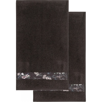 Livarno home ručník 50 x 100 cm 2 ks květiny šedá