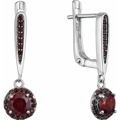 PAVONA Strieborné náušnice luxusné s pravými minerálnymi kameňmi červené 11494.3 garnet