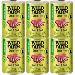 WILD FARM Premium Grain Free Beef and Duck 6x400g - беззърнена храна за котки