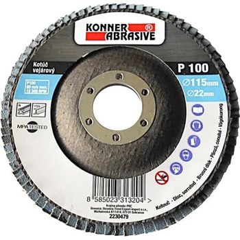 Kotúč KONNER 260 150x22 mm, A120, zirkónový, vejarový, lamelový, nerez