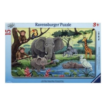 Ravensburger Verlag Ravensburger Kinderpuzzle - 06136 Tiere Afrikas - Rahmenpuzzle für Kinder ab 3 Jahren, mit 15 Teilen