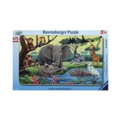 Ravensburger Verlag Ravensburger Kinderpuzzle - 06136 Tiere Afrikas - Rahmenpuzzle für Kinder ab 3 Jahren, mit 15 Teilen