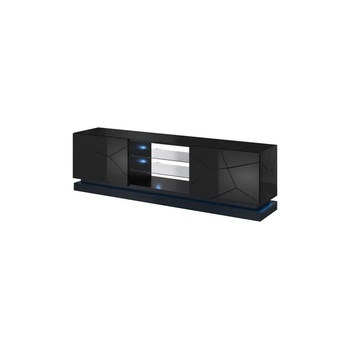 Cama meble Cama ТВ шкаф QIU 200 МДФ черен гланц/черен гланц (QIU 200CZ)