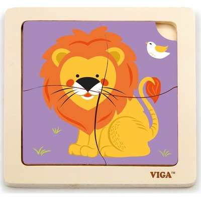 Viga puzzle 4 dílky lev