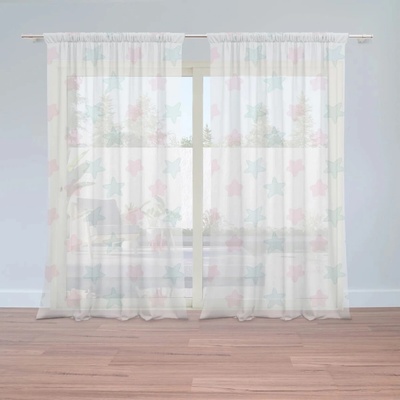 Sablio Záclony Ružové a modré hviezdy: 2ks 150x250cm