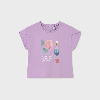 MAYORAL Тениска къс ръкав play цвете в лилав цвят за бебе момиче Mayoral