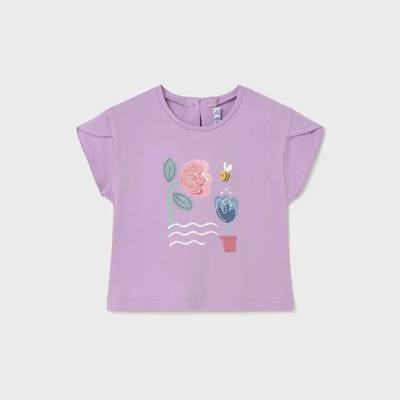 MAYORAL Тениска къс ръкав play цвете в лилав цвят за бебе момиче Mayoral