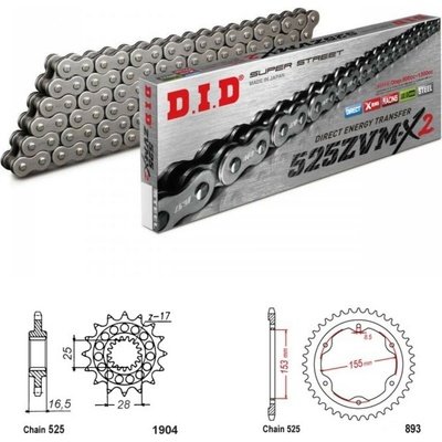 D.I.D Řetězová sada KTM 1290 Super Duke R / GT 14-24