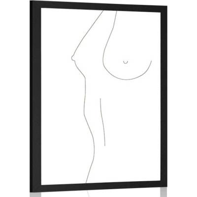 Plakát minimalistická silueta ženského těla - 40x60 silver