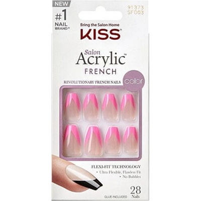 KISS Nalepovacie nechty Salon Acrylic French Color Squared 28 ks