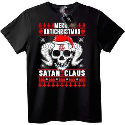 NOONEBRAND Тениска Сатана Дядо Коледа Антиколеда - S, Black