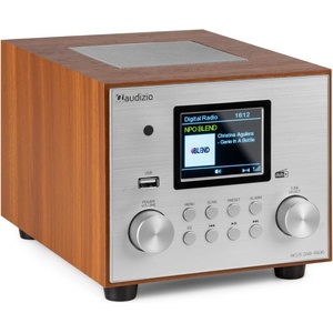 MusicStoreBG FM радио със субуфер Bluetooth, 60W, /USB/FM/DAB+, кафяво/бяло, Audizio VIESTE