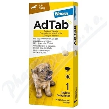 AdTab 56 mg žuvacie tablety pre psov 1,3-2,5 kg 1 tbl