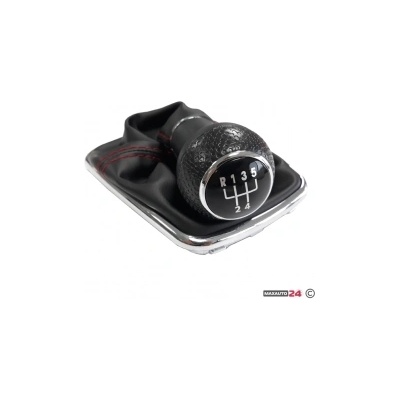 Paolo Топка за скоростен лост с маншон съвместима с VW Golf / Bora с 5 скорости - червен конец