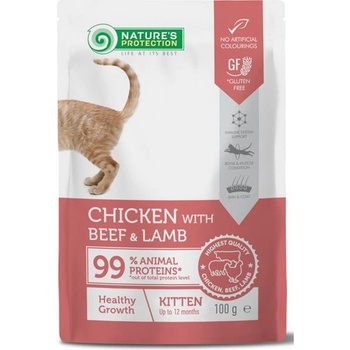Nature's Protection Cat Kitten Chicken Beef and Lamb 100 g