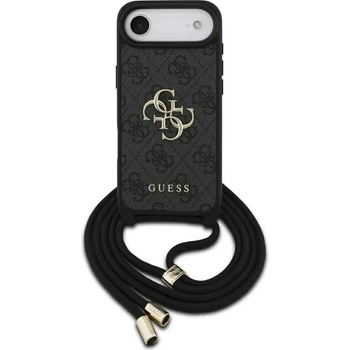 GUESS Калъф Guess 4G с голямо лого и кабел през рамо за iPhone Air - черен
