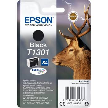 Epson Stag T1301 глава и патрон за мастиленоструен принтер 1 броя Оригинал Висок (XL) добив Черен (C13T13014012)