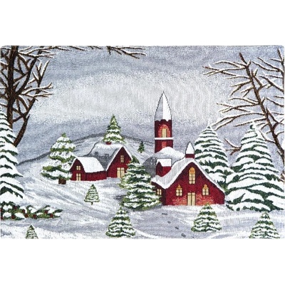 SCANquilt prostírání motiv polární vesnička bíločervená 30x45cm