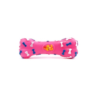 JK Animals vinylová kosť s kockami a obrázkom psíka pískacia 15 cm