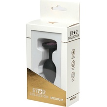 Star Collection Black Silicone Anal Plug M Light Pink Stone