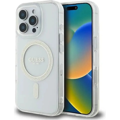 GUESS GUHMP16LHFGERET iPhone 16 Pro 6.3" прозрачен твърд калъф IML Glitter Circle MagSafe (3666339307578)