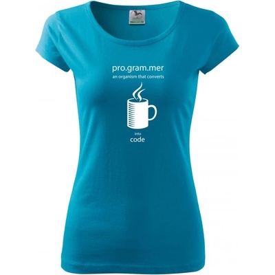 Dámské tričko pro programátorky Convert coffee in to code, Modrá