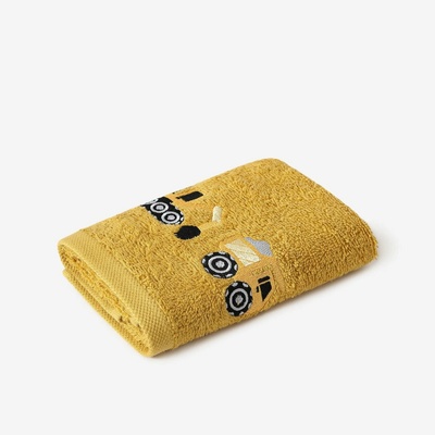 Goldea dětský froté ručník bagr na hořčicové 30 x 50 cm