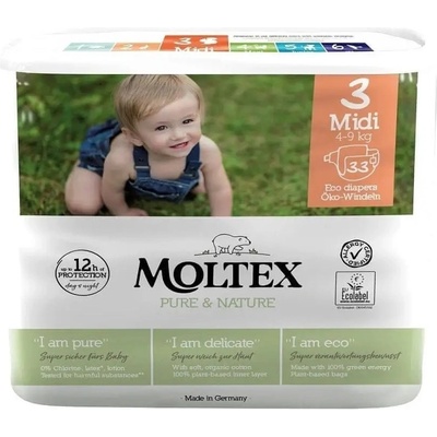 MOLTEX Plenky Pure & Nature Midi 4-9 kg 33 ks