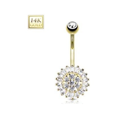 Šperky4U zlatý piercing do pupíku kytička ZL01183-YG
