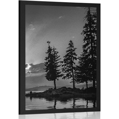 Plakát horské jezero v černobílém provedení - 20x30 black
