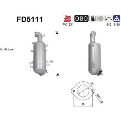 Filtr sazových částic, výfukový systém AS FD5111