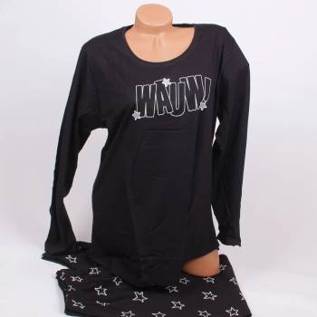 Image 1 of Макси пижама в черен цвят със звезди и надпис