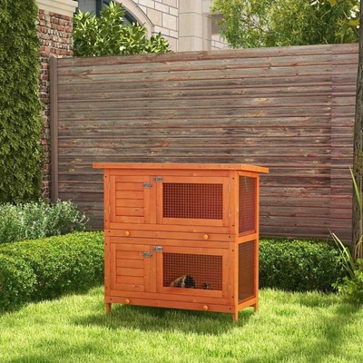 PawHut králíkárna pro zakrslé králíky 90 x 45 x 90 cm žlutá – Zboží Dáma