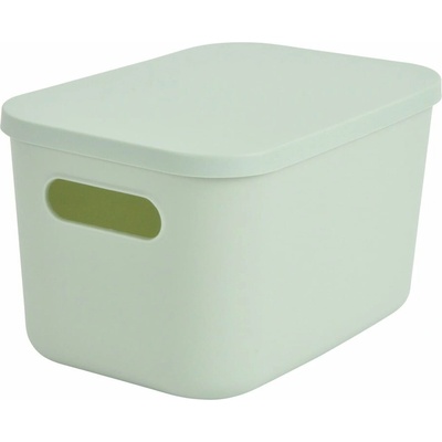 Homéa plastový úložný box s vekom 24,5 x 18 x 15 cm svetlozelený