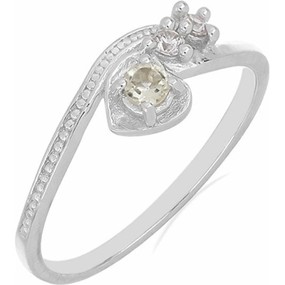 Nefertitis Prsten stříbrný s Lemon topazem a zirkony 031131 LET