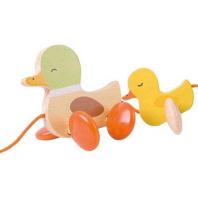 Classic World Дървена играчка за дърпане за деца - Патенца (cw10513)