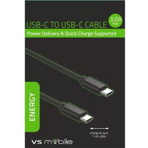 Forcell Кабел VS Mobile - W1MCCPD, USB-C/USB-C, 1 m, черен (W1MCCPD)