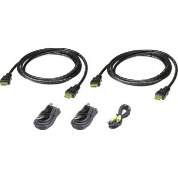 ATEN 2L-7D02UHX5 USB HDMI Dual Display Secure KVM Cable Kit 1, 8 m Black (2L-7D02UHX5)