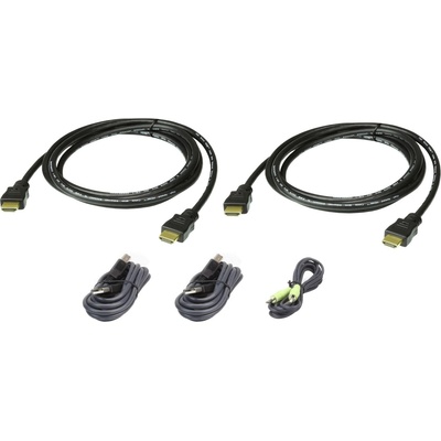ATEN 2L-7D02UHX5 USB HDMI Dual Display Secure KVM Cable Kit 1, 8 m Black (2L-7D02UHX5)