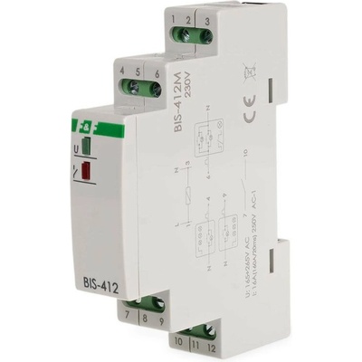 BIS-412M/230 - Skupinové (hotelové) impulzné relé s pamäťou, 230V, 16A, 1x NO/NC