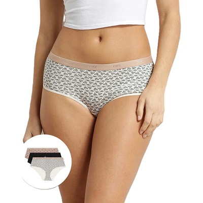 DIM LES POCKETS COTTON BOXER 3x Dámske bavlnené nohavičky 3 ks DI004C20 biela svetlo hnedá čierna