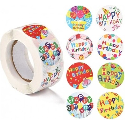 Samolepky na kotúčiku kolieska Happy Birthday Veselé balóniky