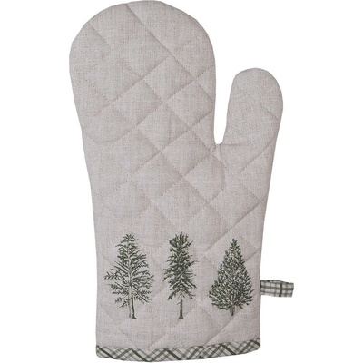 Clayre & Eef Béžová bavlnená Chňapka rukavice so stromčekmi Natural Pine Trees 18 x 30 cm