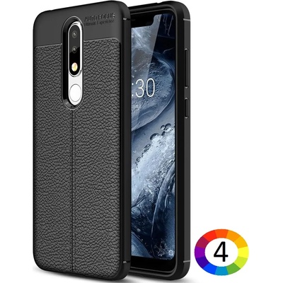 Nokia 5.1 Plus Удароустойчив Litchi Skin Калъф и Протектор