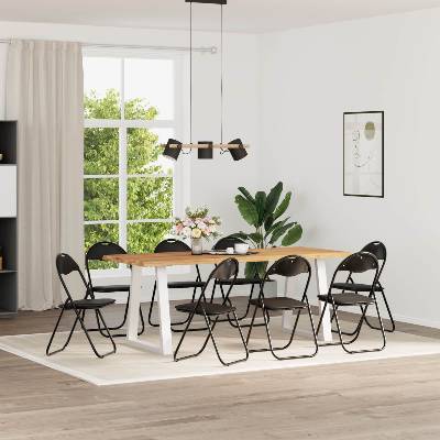 vidaXL Сгъваем стол 8 pcs Черен 48 x 43, 5 x 81 см Изкуствена (42029054)