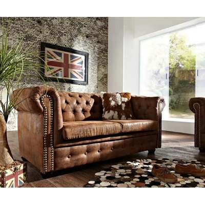 Askont Chesterfield Bis hnědá s puncy 2M