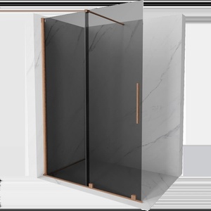 Mexen Velar плъзгаща се душ преграда Walk-in 160 x 200 см, графит 8 мм, четкована мед - 871-160-000-43-65 (871-160-000-43-65)