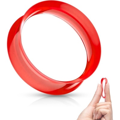 Šperky4U silikonový tunel do ucha tenkostěnný červený TN01124R-14