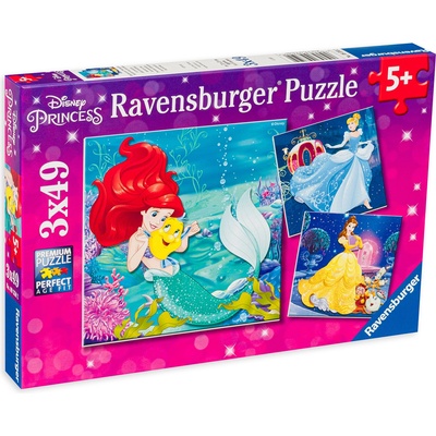 Ravensburger Пъзел Ravensburger от 3 x 49 части - Ариел, Бел, Пепеляшка (9350)