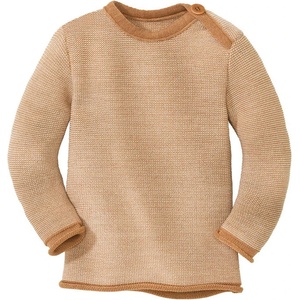 disana Детски вълнен пуловер disana Kid's Melange-Pullover Merino jumper - Karamell / Natur - размер 74/80 (EU) (704-1387-1613)